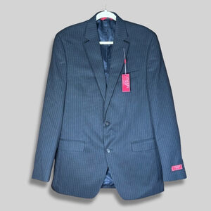 Chaps Slim Fit Pinstripe Sport Coat Jacket Closure Black Men's Size 42 Long NWT